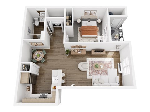 Floor plan for 1 bed, 1 bath, 804 sqft